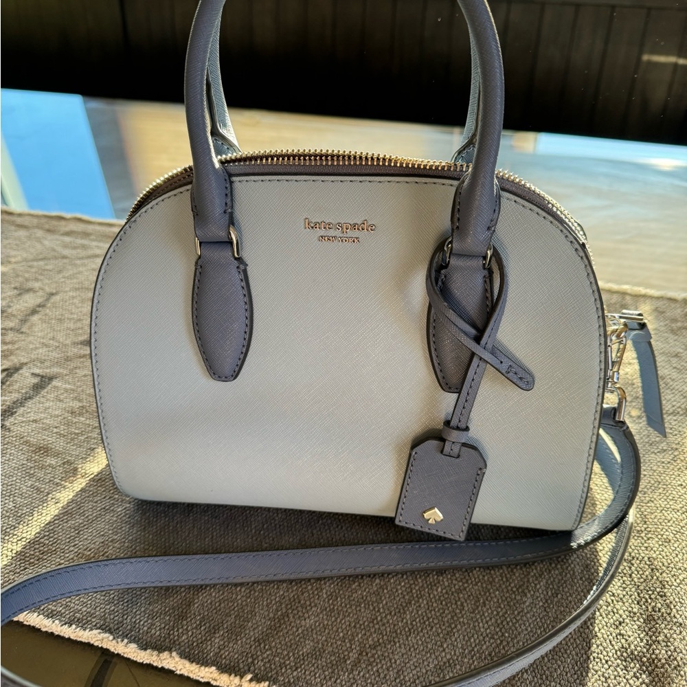 NWOT Kate Spade NY Denim Saffiano Leather Satchel Crossbody Bag